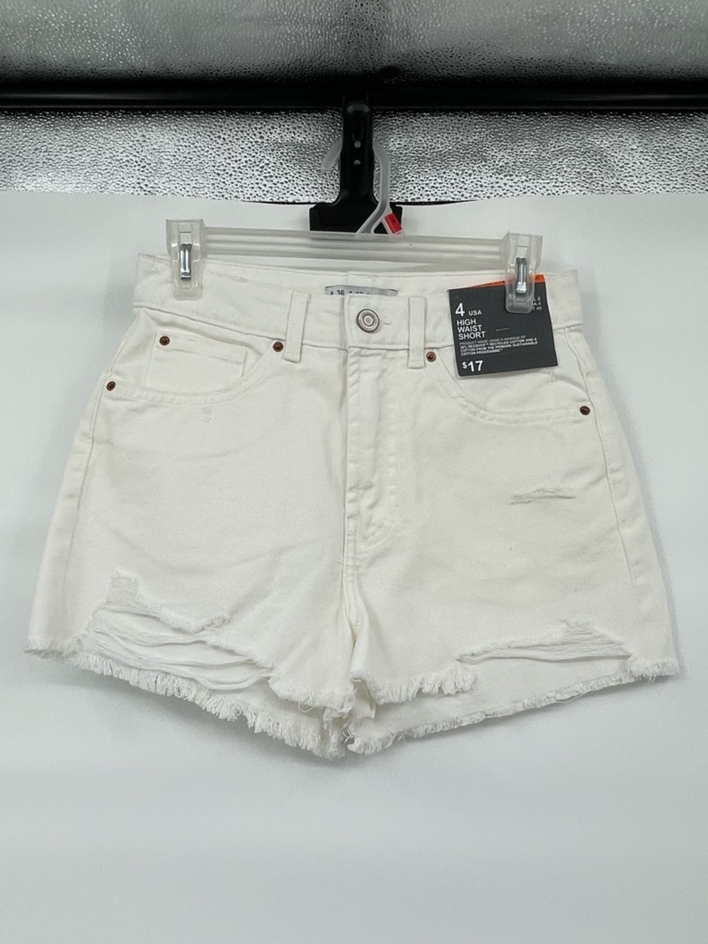 Primark NWT high waist white denim shorts